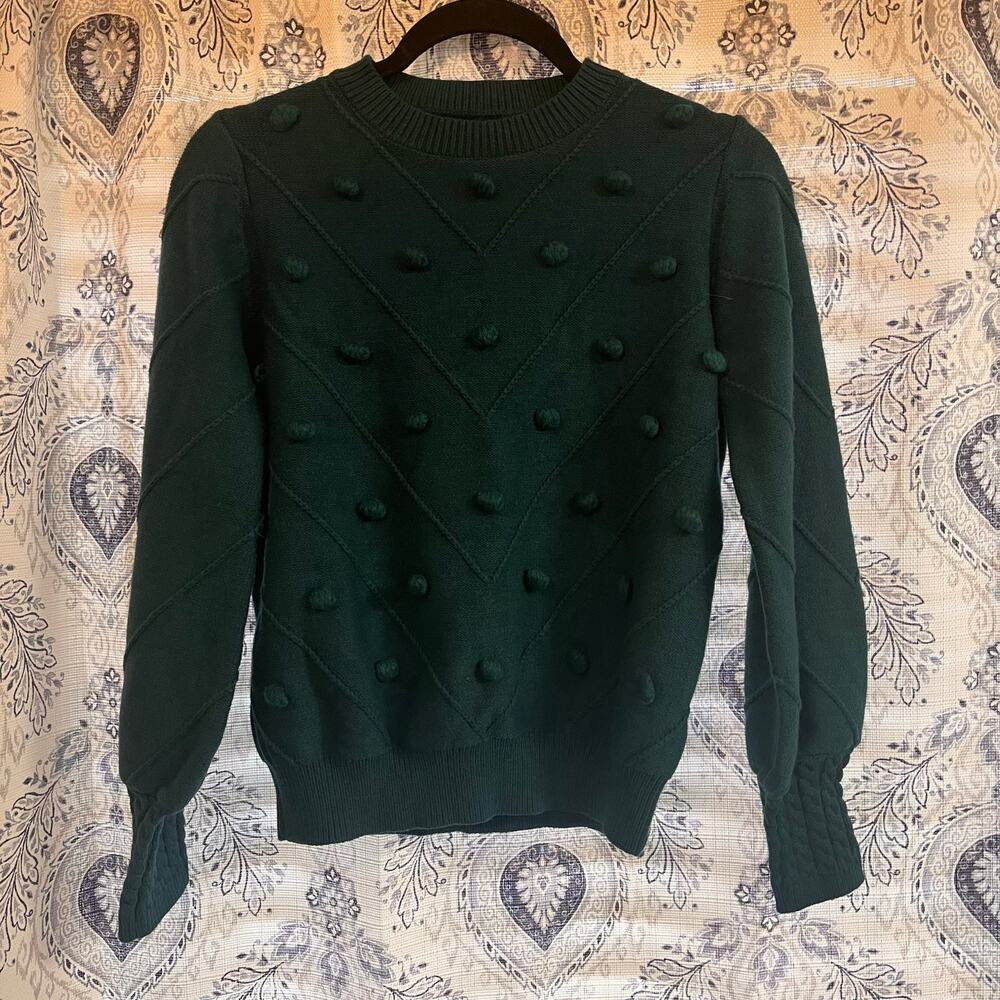 Simplee Hunter Green Pom‎ Pom Sweater Size Medium
